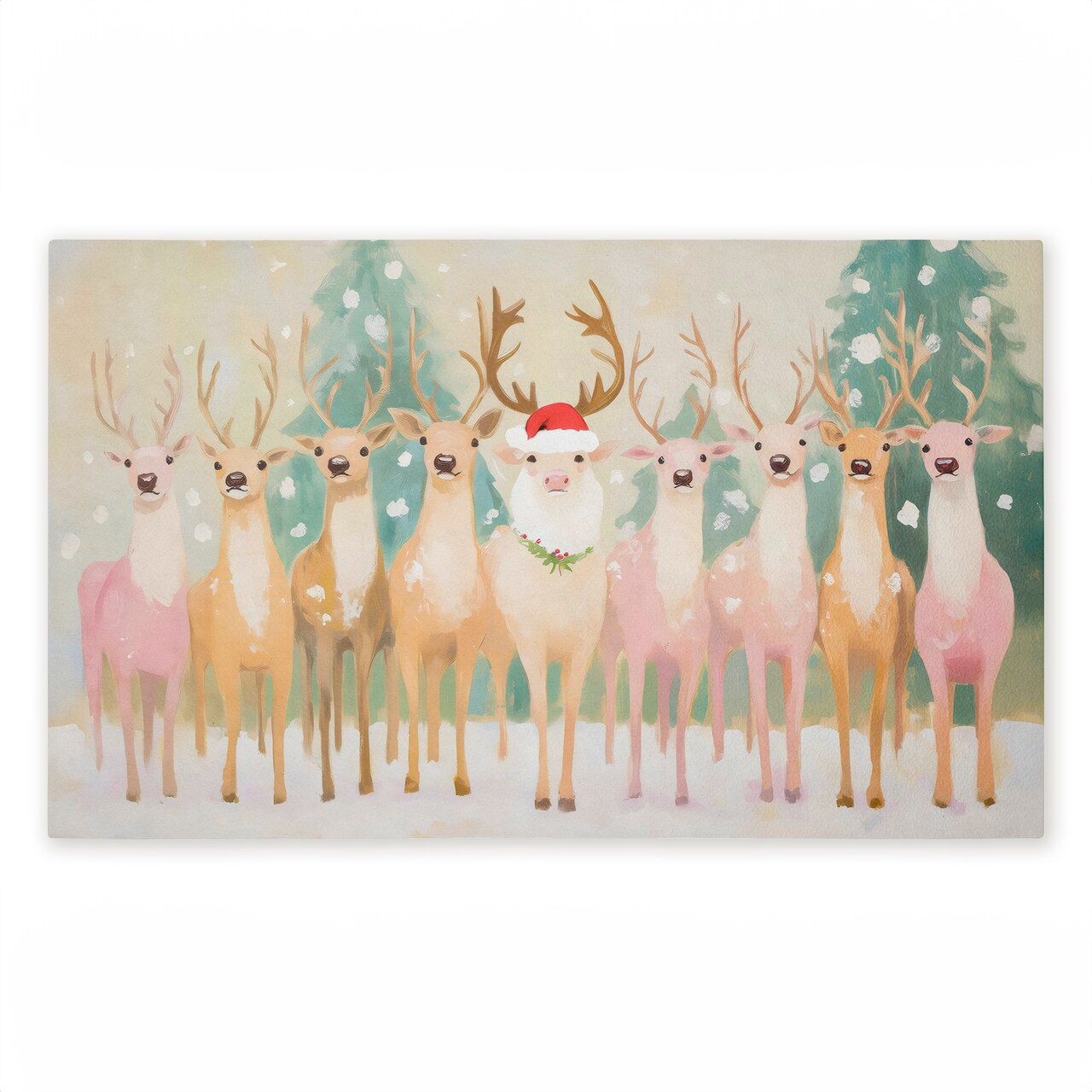 Stupell Industries Pastel Santa's Reindeer Printed Outdoor Door Mat, design by Arlington Prints, 18"x30"